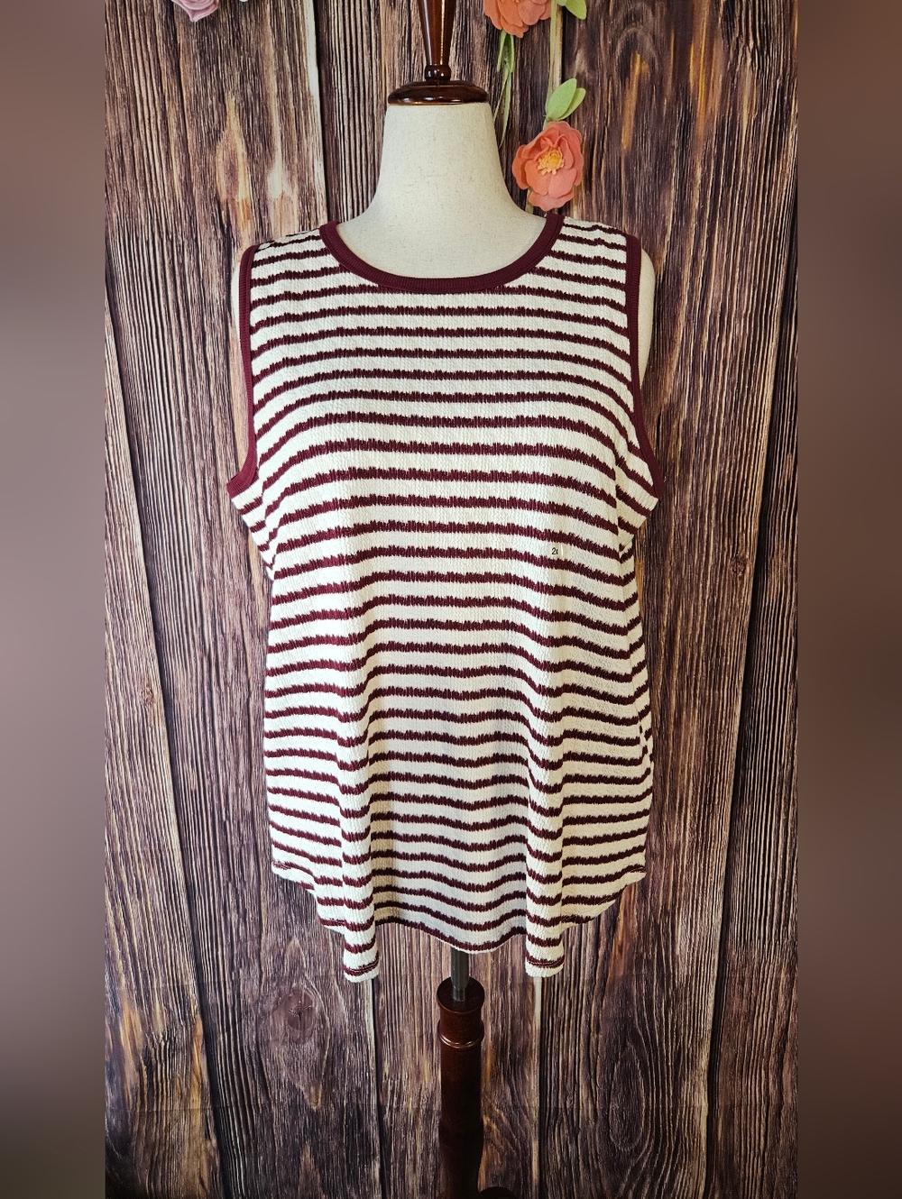 Maurices Textured Striped Tank Top Plus Size 2X
